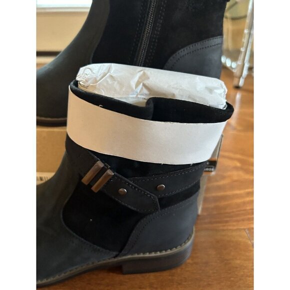 Clarks Womens Leather Boots Camzin Strap Mid-Calf Boots Black 6 W Zip NEW - Picture 8 of 8